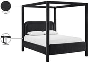 Salina Velvet Upholstered King Bed in Black - B1295Black-K