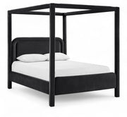 Salina Velvet Upholstered King Bed in Black - B1295Black-K