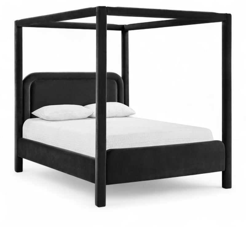 Salina Velvet Upholstered King Bed in Black - B1295Black-K