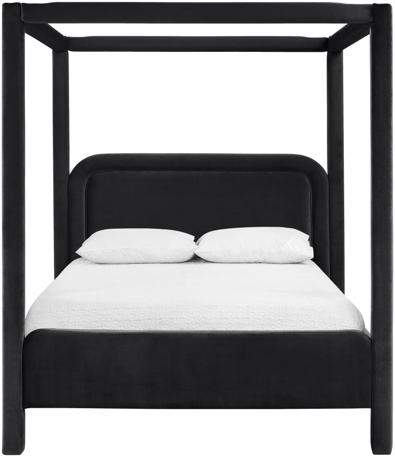 Salina Velvet Upholstered King Bed in Black - B1295Black-K