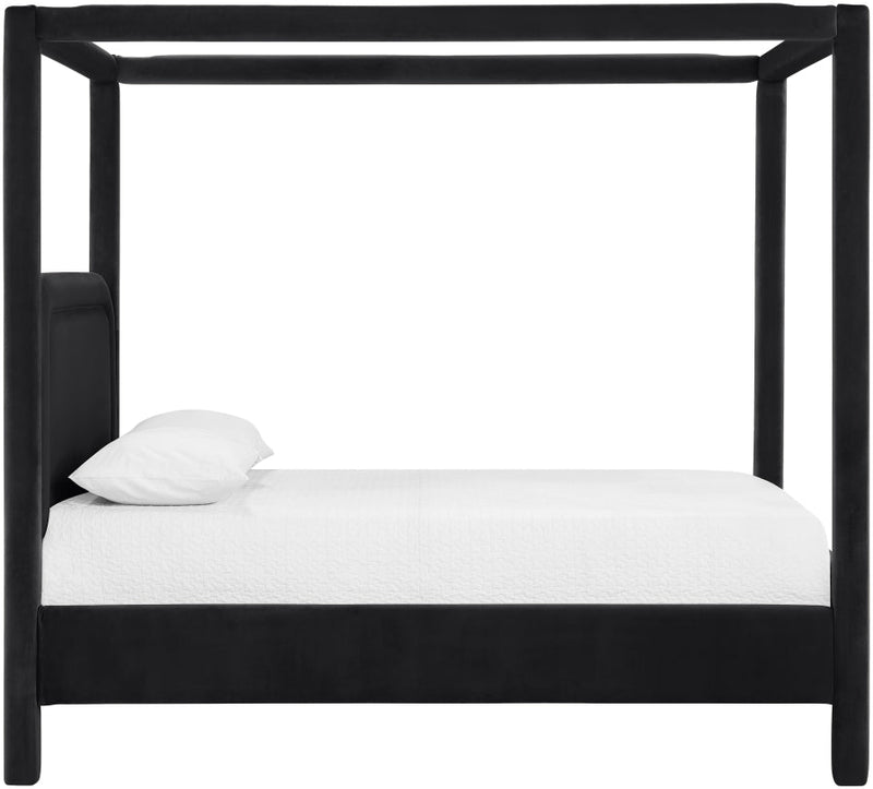 Salina Velvet Upholstered King Bed in Black - B1295Black-K
