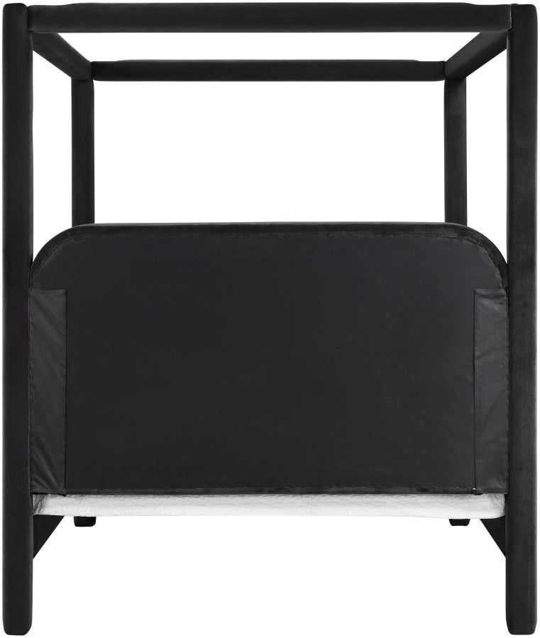 Salina Velvet Upholstered King Bed in Black - B1295Black-K