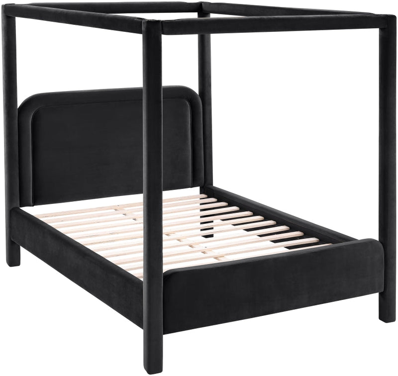 Salina Velvet Upholstered King Bed in Black - B1295Black-K