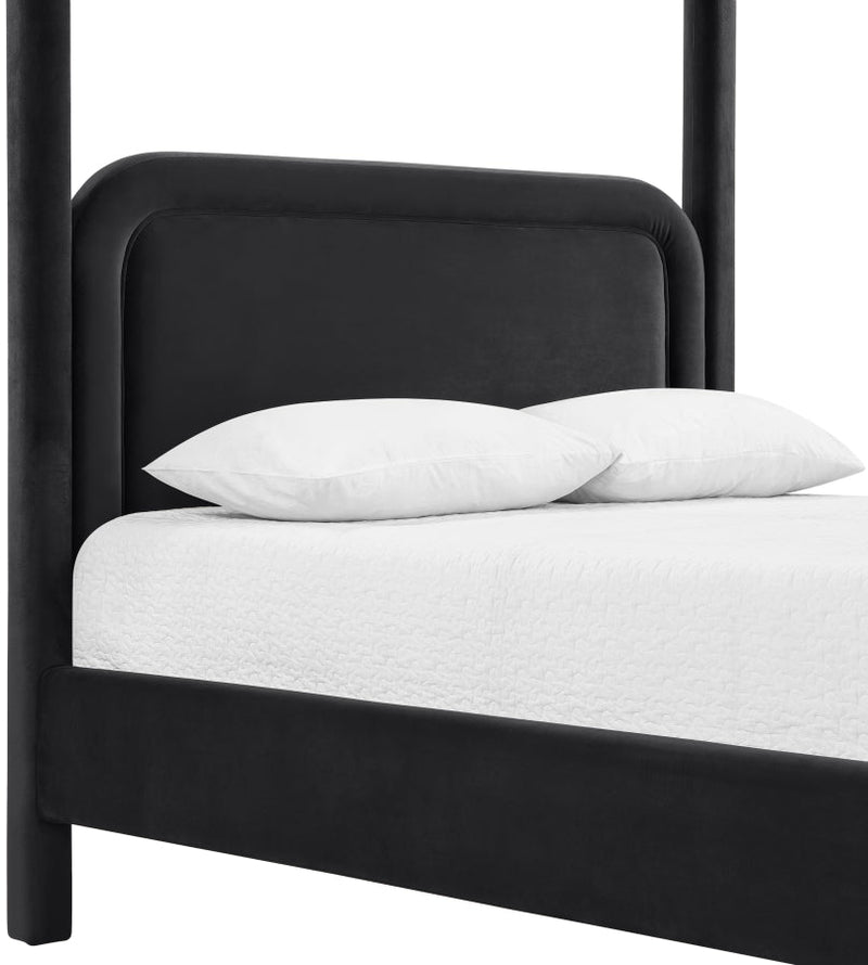 Salina Velvet Upholstered King Bed in Black - B1295Black-K
