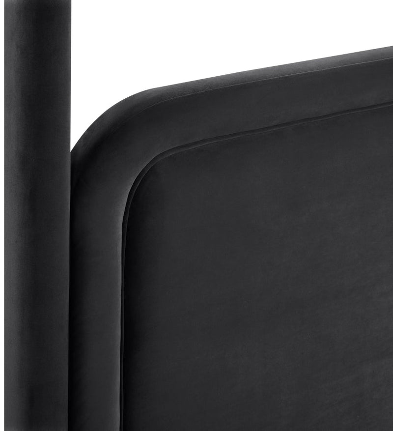 Salina Velvet Upholstered King Bed in Black - B1295Black-K