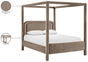 Salina Velvet Upholstered Queen Bed in Taupe - B1295Taupe-Q