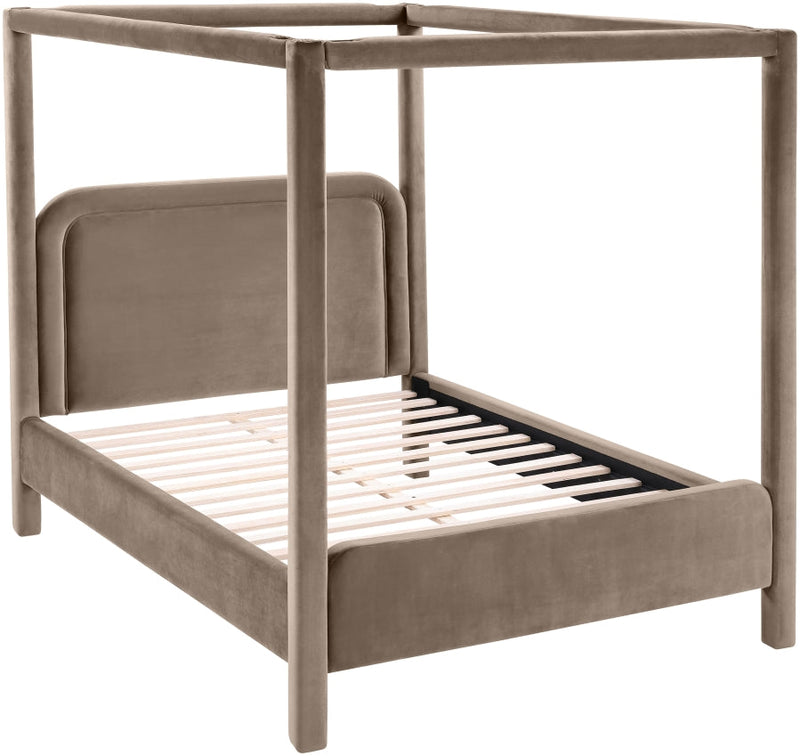 Salina Velvet Upholstered Queen Bed in Taupe - B1295Taupe-Q