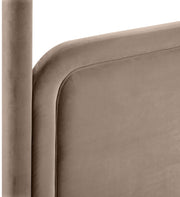 Salina Velvet Upholstered Queen Bed in Taupe - B1295Taupe-Q