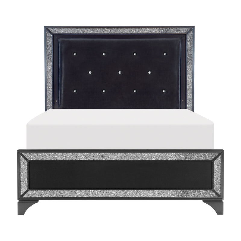 Salon Black LED Upholstered Panel Bedroom Set - Gate FurnitureBedroom Set