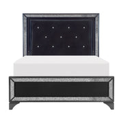 Salon Black LED Upholstered Panel Bedroom Set - Gate FurnitureBedroom Set