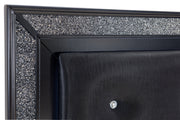 Salon Black LED Upholstered Panel Bedroom Set - Gate FurnitureBedroom Set