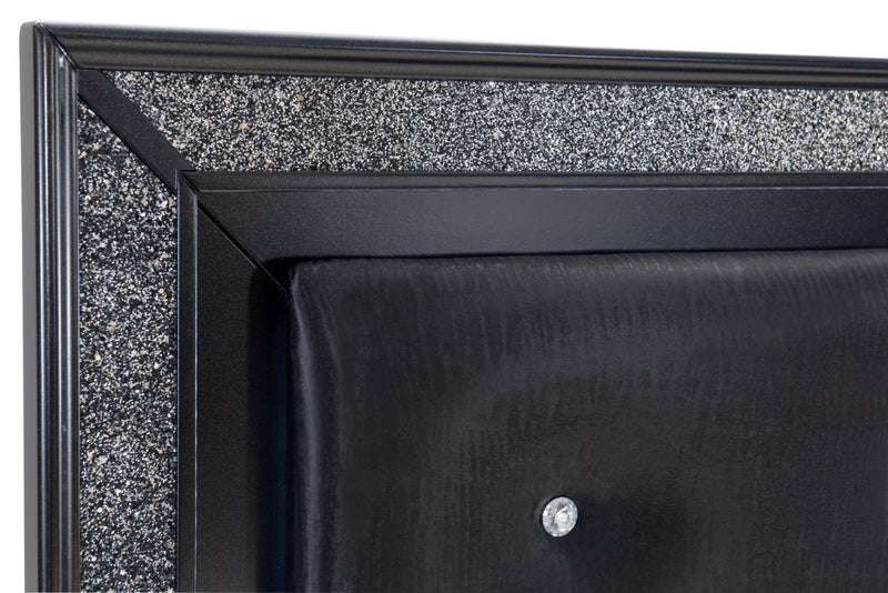 Salon Black LED Upholstered Panel Bedroom Set - Gate FurnitureBedroom Set