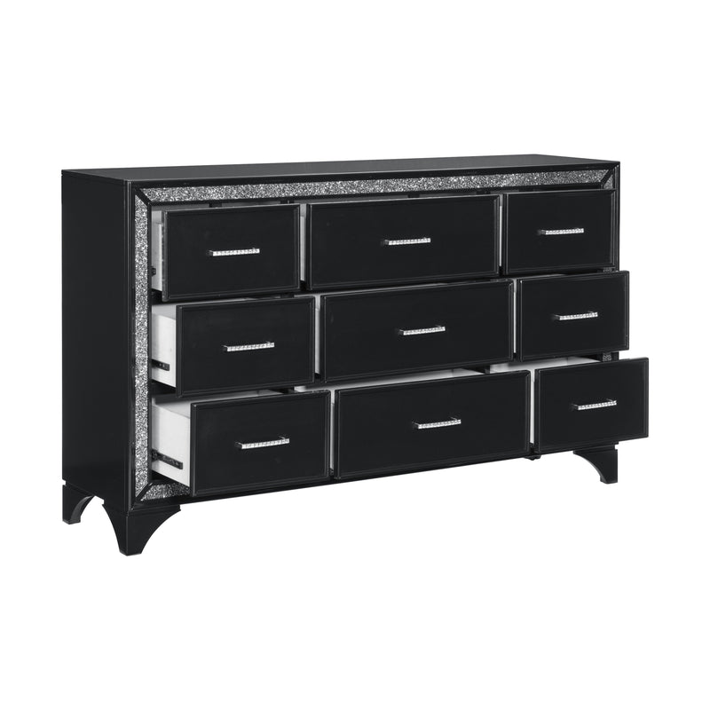 Salon Black LED Upholstered Panel Bedroom Set - Gate FurnitureBedroom Set