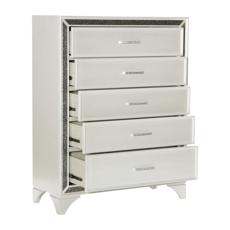 Salon White LED Upholstered Panel Bedroom Set - Gate FurnitureBedroom Set