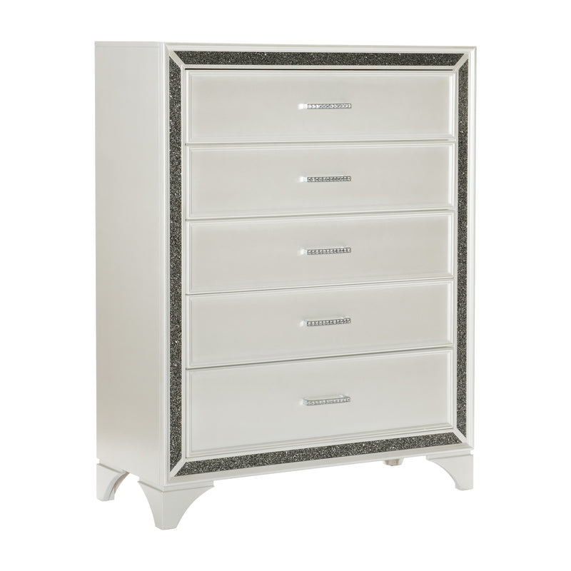 Salon White LED Upholstered Panel Bedroom Set - Gate FurnitureBedroom Set