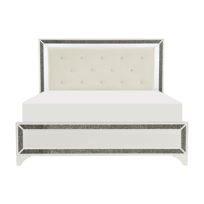 Salon White LED Upholstered Panel Bedroom Set - Gate FurnitureBedroom Set