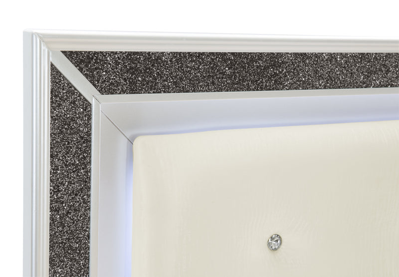 Salon White LED Upholstered Panel Bedroom Set - Gate FurnitureBedroom Set