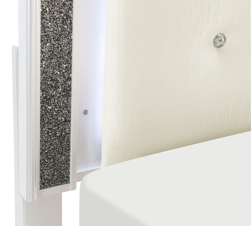 Salon White LED Upholstered Panel Bedroom Set - Gate FurnitureBedroom Set