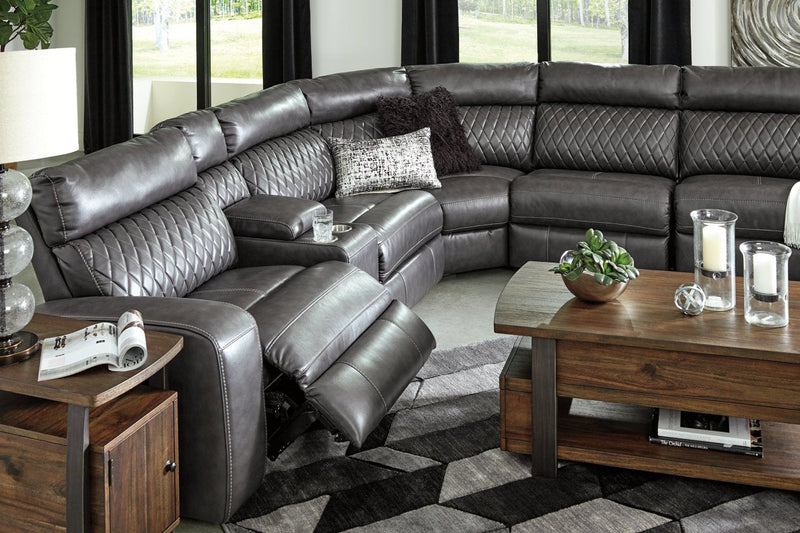 Samperstone Gray Console with Storage - 5520357 - Gate Furniture