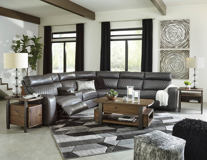 Samperstone Gray LAF Power Reclining Sectional - Gate FurnitureSectional