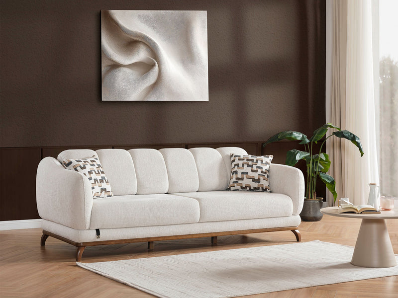 Samur 3-pieces (Sofa & Loveseat & Chair) Livingroom in Cream - 200-ELIF-SAM-A640-321