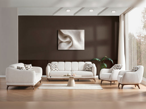 Samur 3-pieces (Sofa & Loveseat & Chair) Livingroom in Cream - 200-ELIF-SAM-A640-321