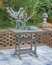 Sanctuary Beach Outdoor Counter Height Dining Table and 4 Barstools in Dark Gray - PKG024026