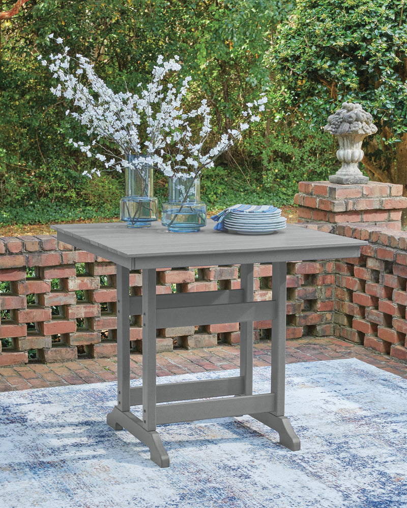 Sanctuary Beach Outdoor Counter Height Dining Table and 4 Barstools in Dark Gray - PKG024026
