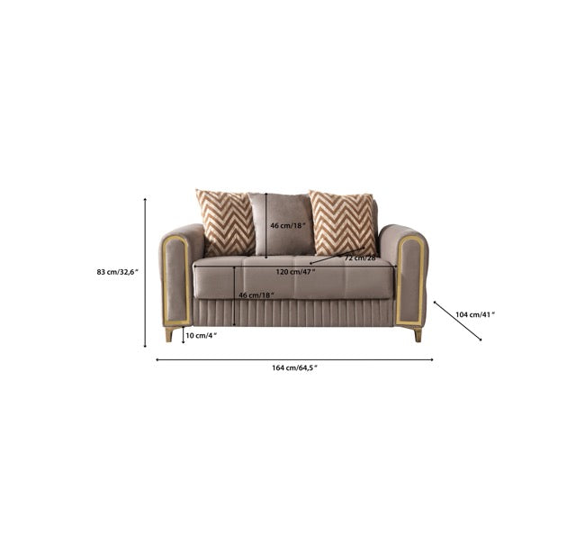 Sandra Coffee Velvet Loveseat 64.5" - SANDRACOFFEE-L