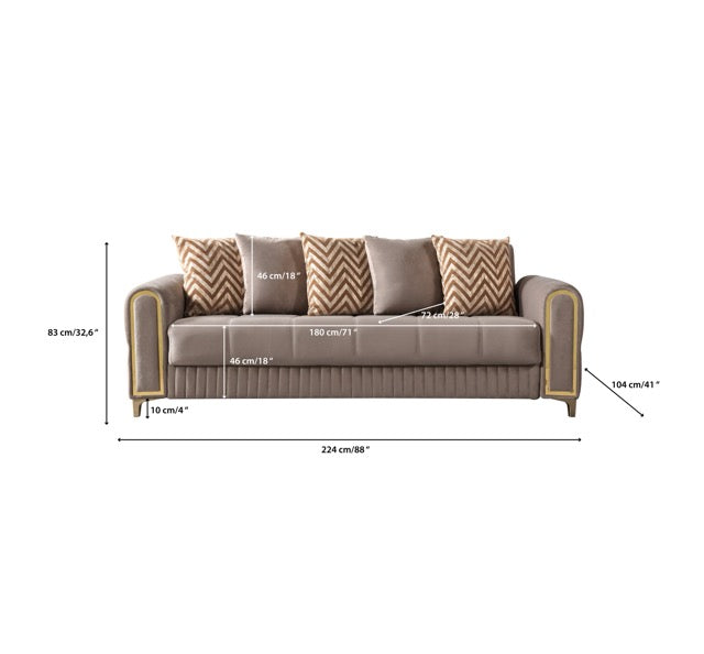 Sandra Coffee Velvet Sofa 88" & Loveseat 64" - SANDRACOFFEE-SL