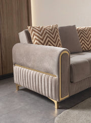Sandra Coffee Velvet Sofa 88" & Loveseat 64" - SANDRACOFFEE-SL