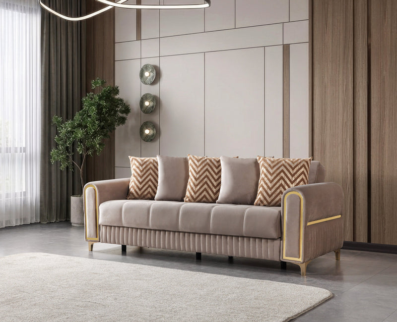 Sandra Coffee Velvet Sofabed 88" - SANDRACOFFEE-S