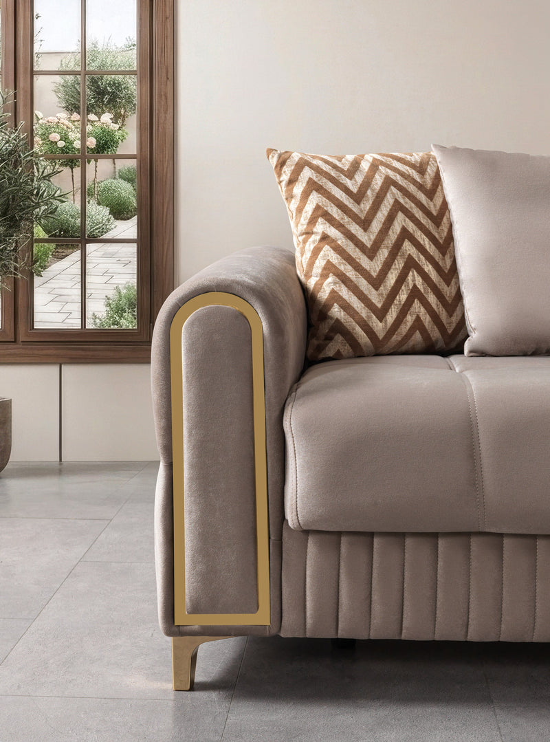 Sandra Coffee Velvet Sofabed 88" - SANDRACOFFEE-S