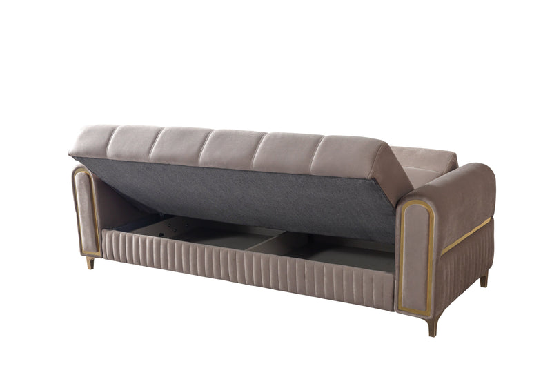 Sandra Coffee Velvet Sofabed 88" - SANDRACOFFEE-S