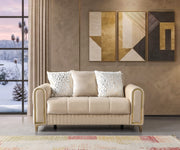 Sandra Ivory Velvet Loveseat 64.5" - SANDRAIVORY-L