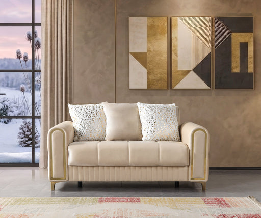 Sandra Ivory Velvet Loveseat 64.5" - SANDRAIVORY-L