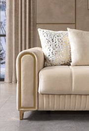 Sandra Ivory Velvet Loveseat 64.5" - SANDRAIVORY-L