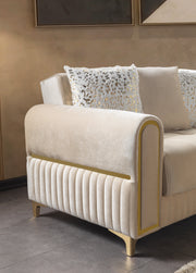 Sandra Ivory Velvet Loveseat 64.5" - SANDRAIVORY-L