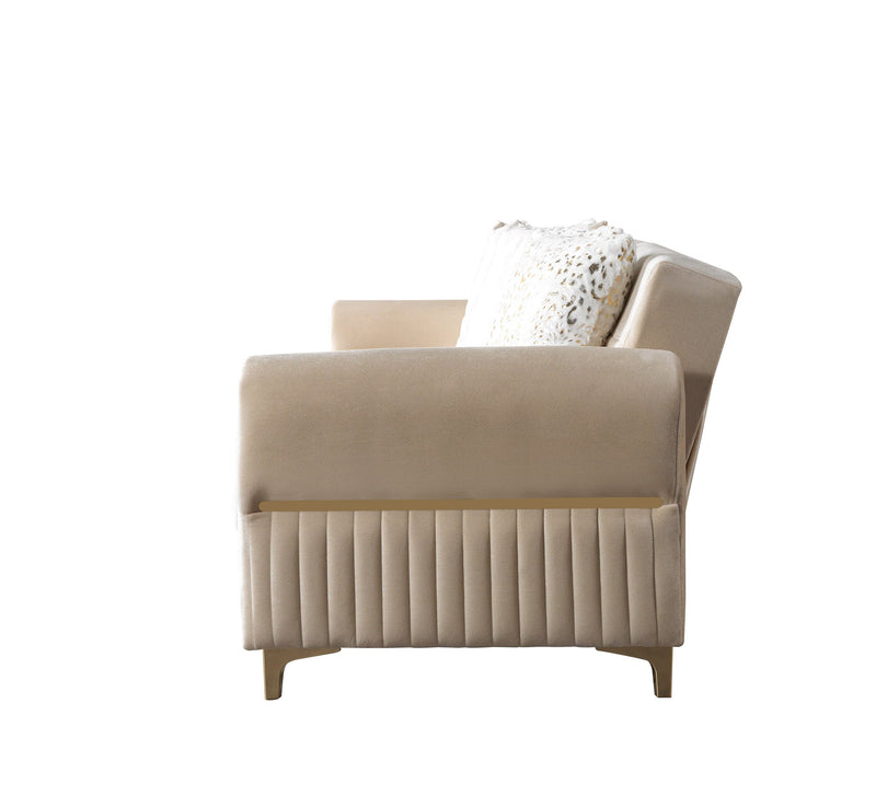 Sandra Ivory Velvet Loveseat 64.5" - SANDRAIVORY-L