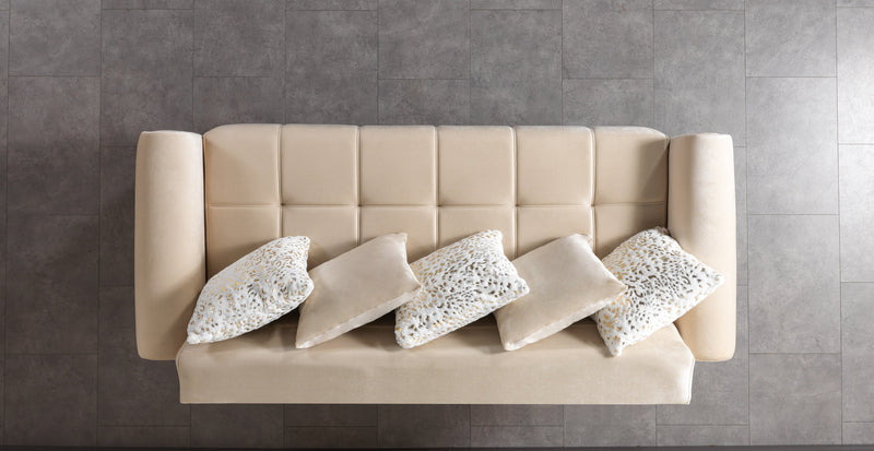 Sandra Ivory Velvet Sofa 88" & Loveseat 64" - SANDRAIVORY-SL