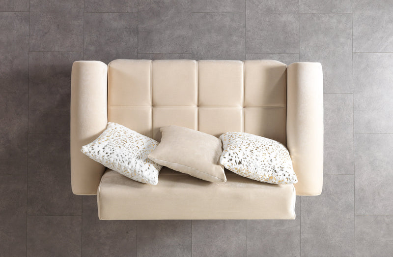 Sandra Ivory Velvet Sofa 88" & Loveseat 64" - SANDRAIVORY-SL