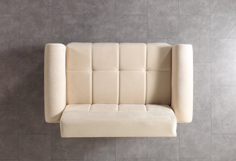 Sandra Ivory Velvet Sofa 88" & Loveseat 64" - SANDRAIVORY-SL
