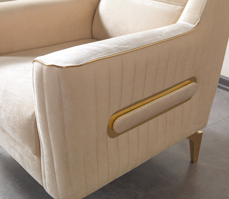 Sandra Ivory Velvet Sofa 88" & Loveseat 64" - SANDRAIVORY-SL