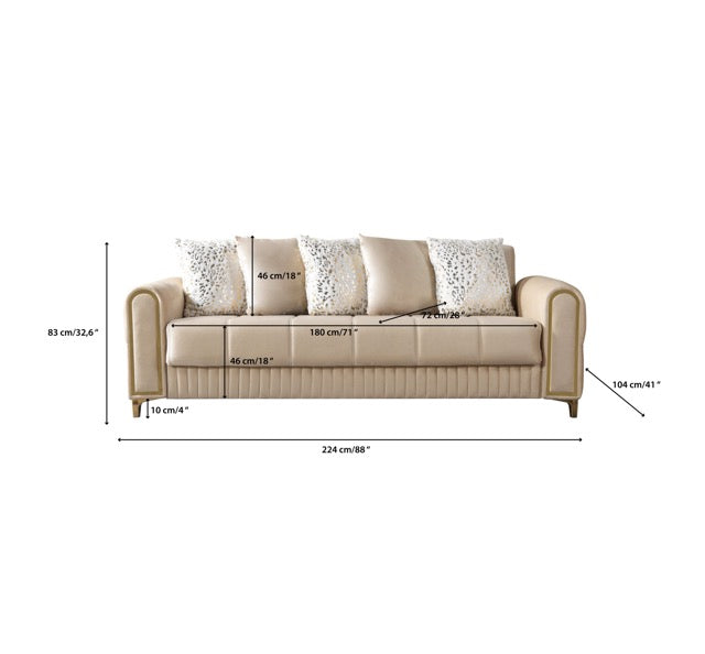 Sandra Ivory Velvet Sofa 88" & Loveseat 64" - SANDRAIVORY-SL
