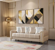 Sandra Ivory Velvet Sofa 88" & Loveseat 64" - SANDRAIVORY-SL