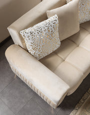 Sandra Ivory Velvet Sofa 88" & Loveseat 64" - SANDRAIVORY-SL