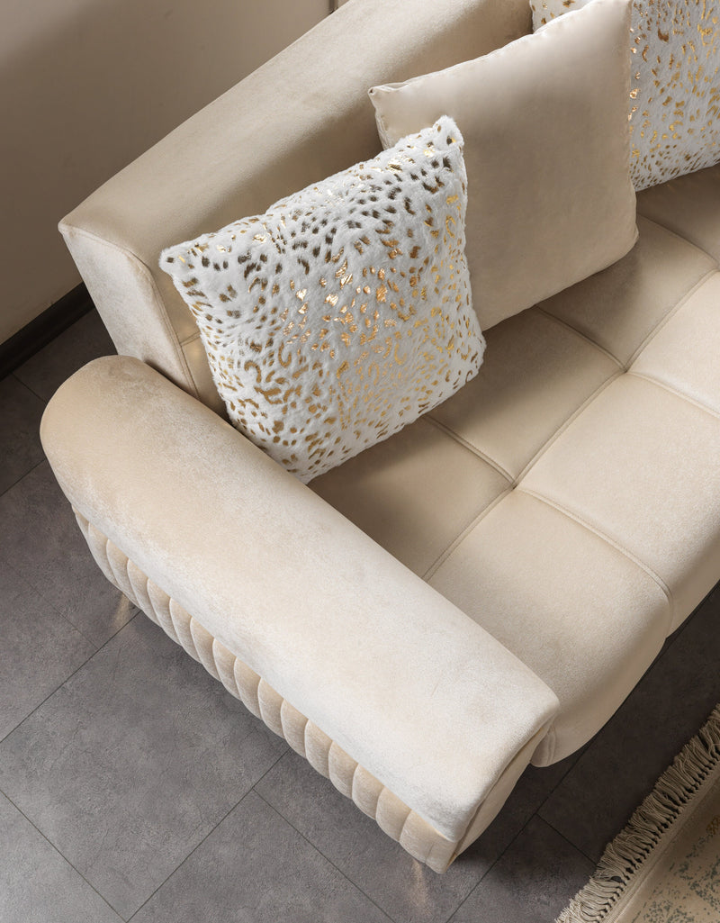 Sandra Ivory Velvet Sofa 88" & Loveseat 64" - SANDRAIVORY-SL