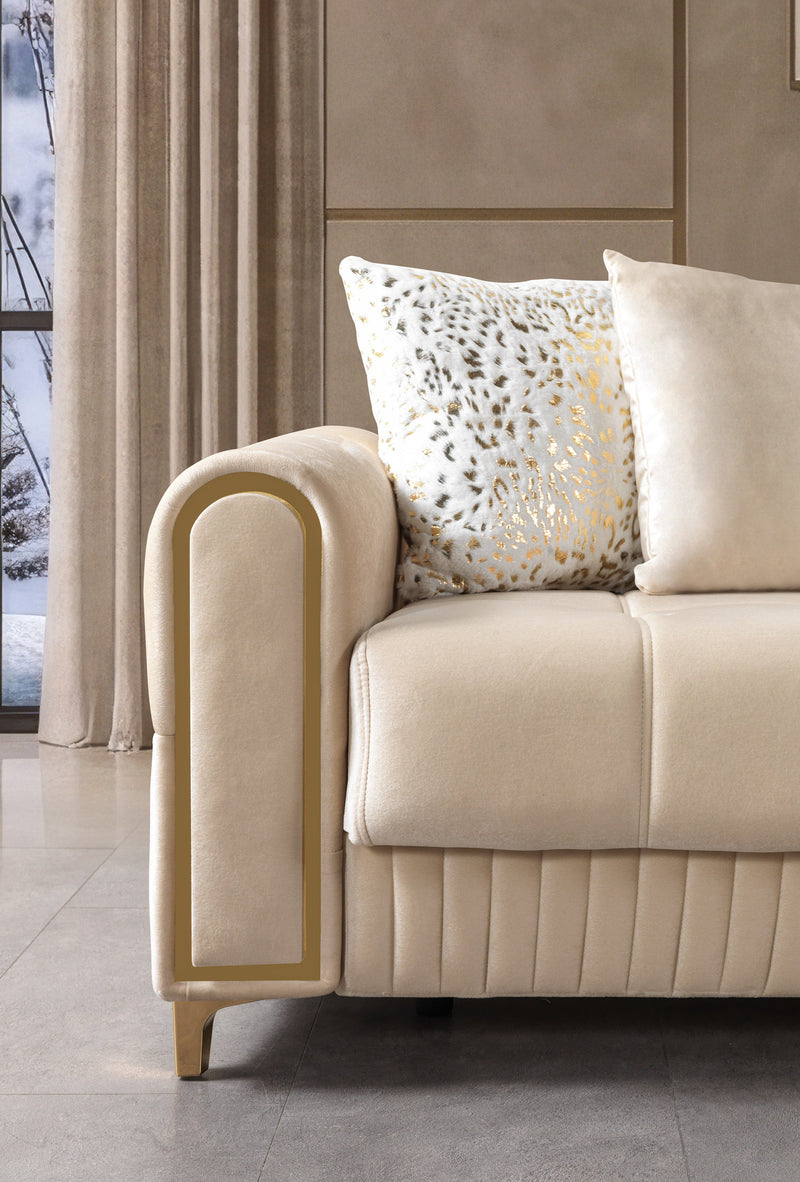 Sandra Ivory Velvet Sofabed 88" - SANDRAIVORY-S