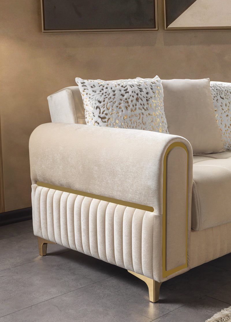 Sandra Ivory Velvet Sofabed 88" - SANDRAIVORY-S