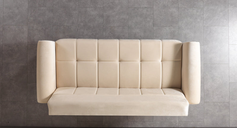 Sandra Ivory Velvet Sofabed 88" - SANDRAIVORY-S